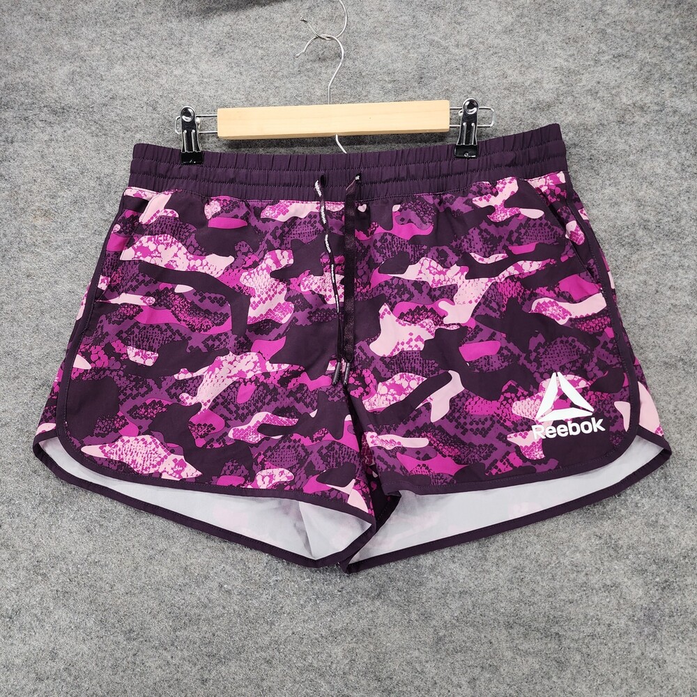 Reebok Shorts Womens Large Lined Purple Camo